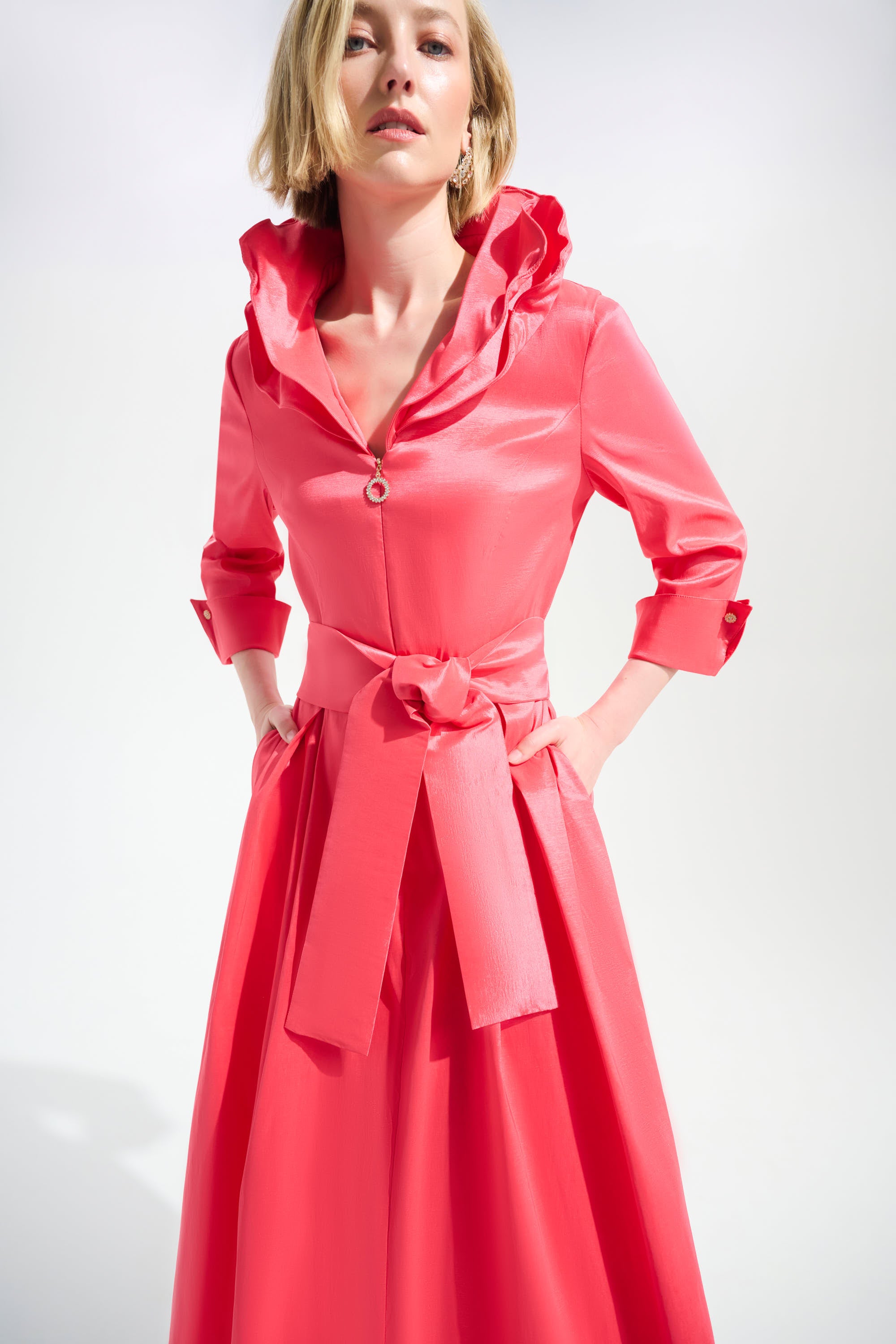 Joseph Ribkoff Signature Stretch Taffeta Dress - Lapel Collar | PapillonStyles Joseph Ribkoff Signature Stretch Taffeta Dress - Lapel Collar | PapillonStyles