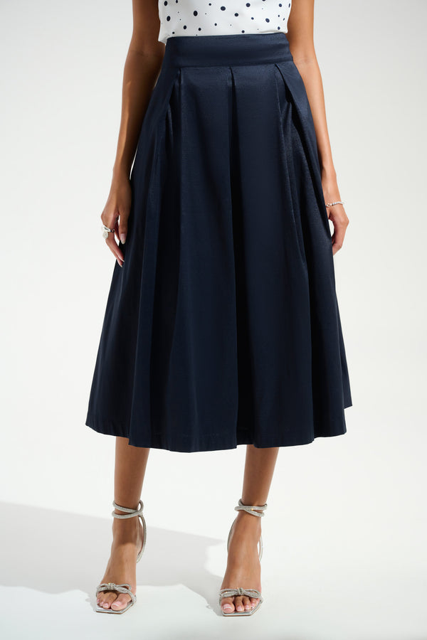 Joseph Ribkoff Signature | Stretch Taffeta Flared Skirt With Box Pleats
