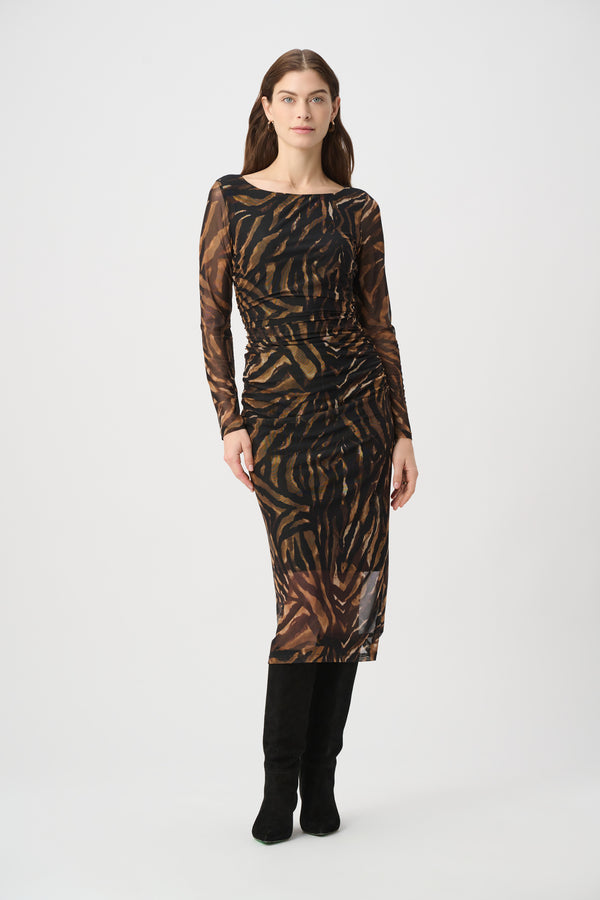 Joseph Ribkoff Animal Print Mesh Sheath Dress