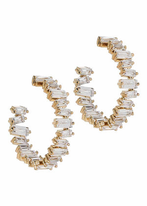 Theia Jewelry Hestia Medium Hoop Earrings With Hand Set Gold Finish