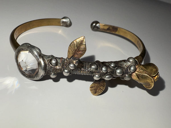 Mikal Winn Sequin Swarovsky Brass Rose Bracelet