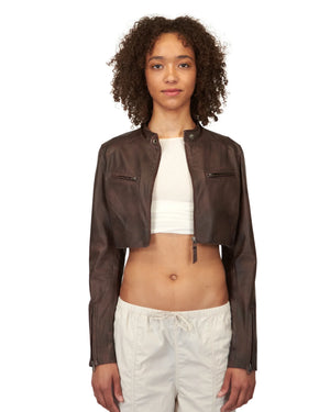Jakett NYC Cropped Vespa Patina Leather Jacket