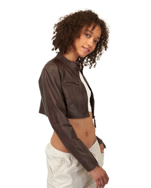 Jakett NYC Cropped Vespa Patina Leather Jacket