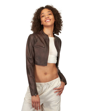 Jakett NYC Cropped Vespa Patina Leather Jacket