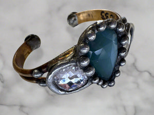 Mikal Winn Dual Swarovsky Aqua Cat's Eye Teardrop Bracelet