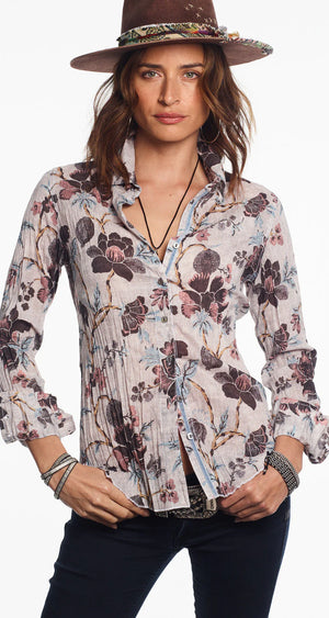 Cino Souk Floral Red Button Down Shirt