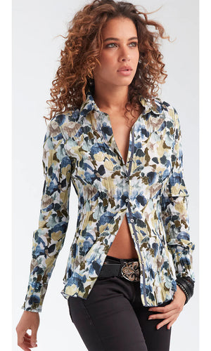 Cino CAMDEN FLORAL PETROL BUTTON DOWN SHIRT