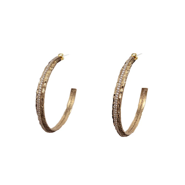 Tat2 Designs Gold & Silver CZ Crystal Thin Hoops 1.5"