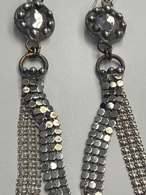 Mikal Winn Sequin Swarovsky Silver Mesh Earrings