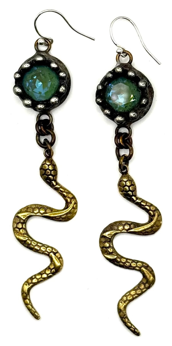 Mikal Winn Sage Swarovsky Snake Earrings