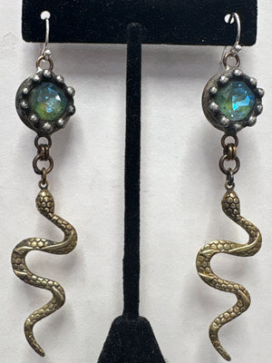 Mikal Winn Sage Swarovsky Snake Earrings