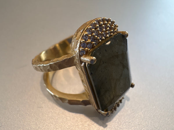 Tat2 Designs Kosor Labradorite & Crystal Cocktail Ring
