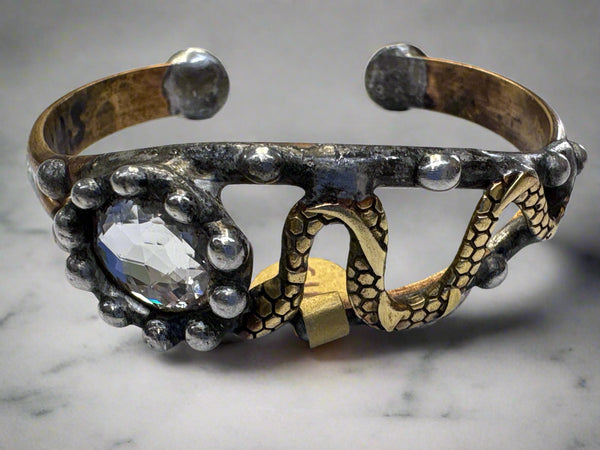 Mikal Winn Swarovsky Brass Snake Bracelet