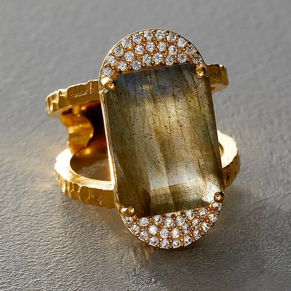 Tat2 Designs Kosor Labradorite & Crystal Cocktail Ring