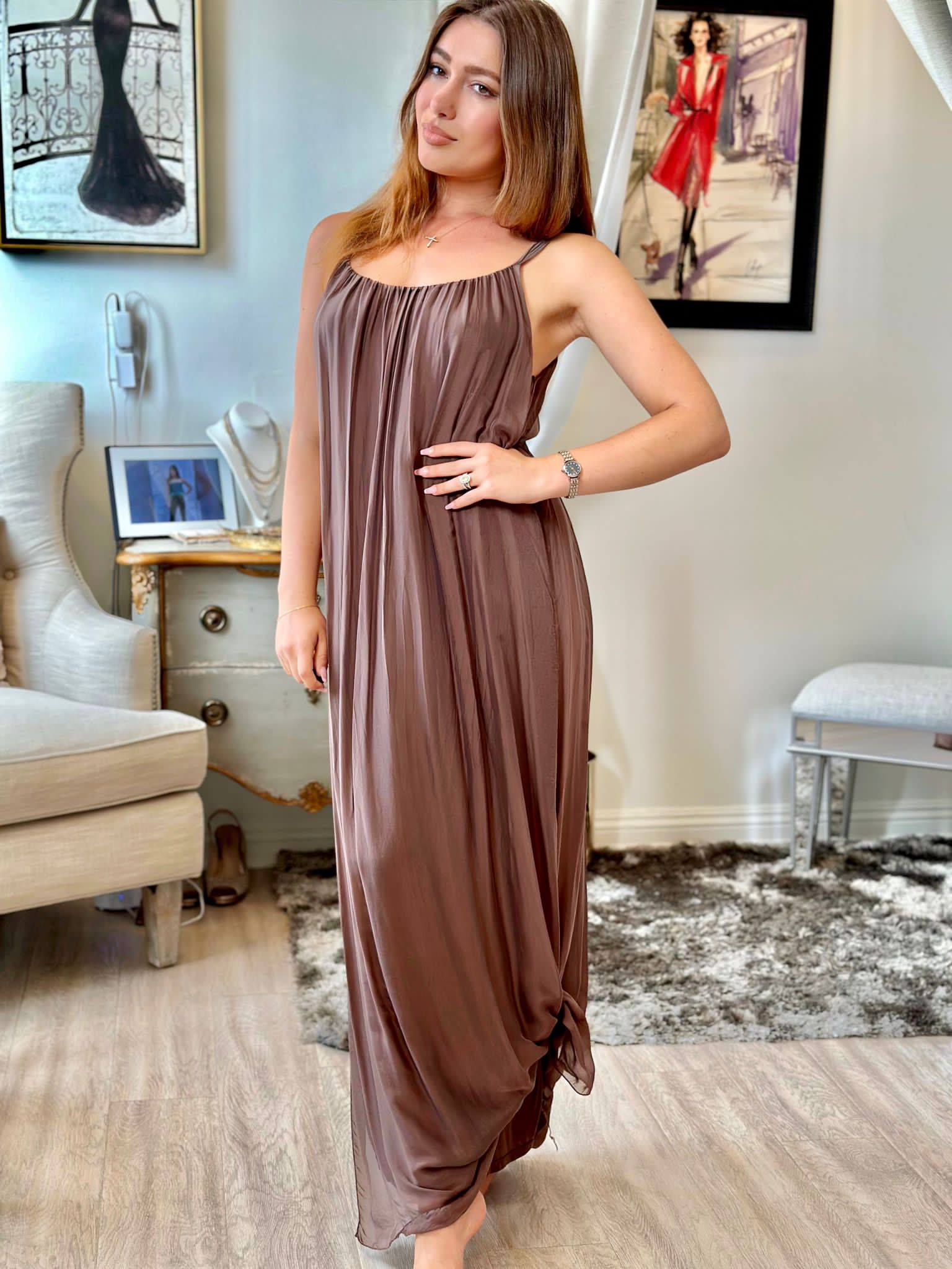 Meo Meli Silk Slip Dress | One Size | Made in Italy | 12 Colors Beige / One Size Fits All Meo Meli Silk Slip Dress | One Size | Made in Italy | 12 Colors Beige / One Size Fits All