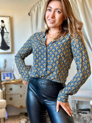 Valentina's Dani Confezioni Long Sleeve Button Down Blouse