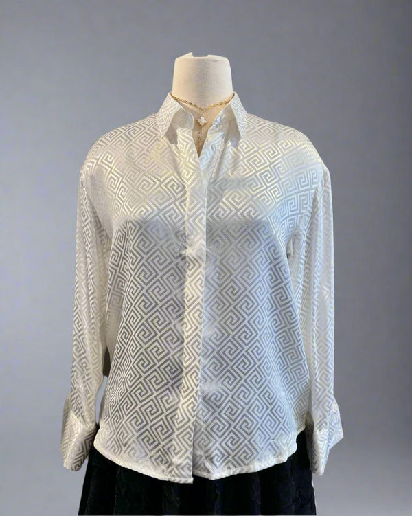 VLT's By Valentina's Square Pattern Blouse