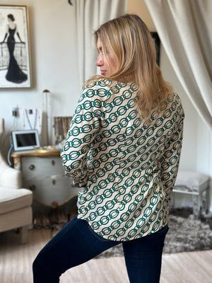 VLT's By Valentina's Long-sleeved viscose blouse with Chains patterns