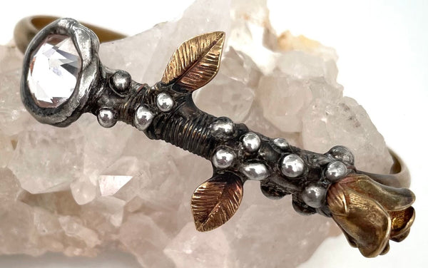 Mikal Winn Sequin Swarovsky Brass Rose Bracelet