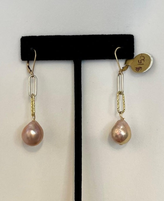 Ramina Pearls Pink Blush 24k Gold Earings
