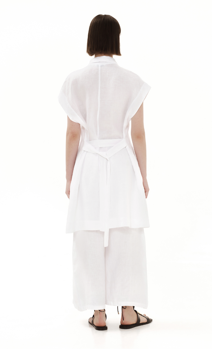 Camilladress Drawstring Waist Wide Leg Cotton Linen Pants