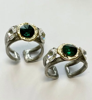 J. Jansen Designs #17 Ring Emerald Top & Clear