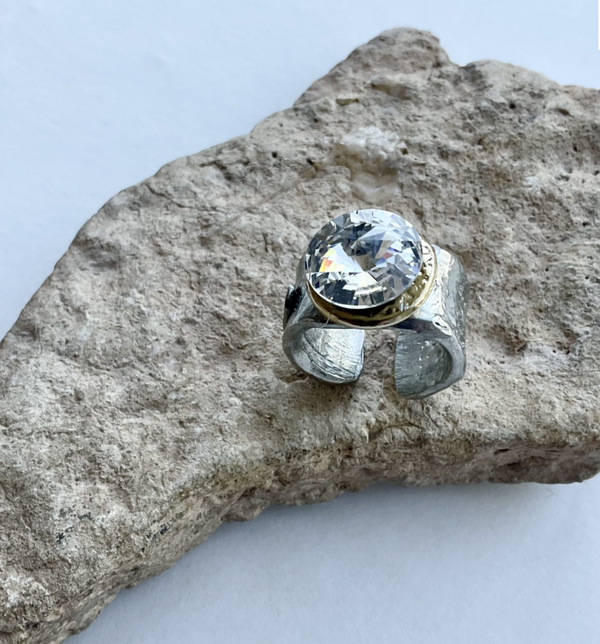 J. Jansen Designs Signature Silver Ring with Fine Austrian Crystal