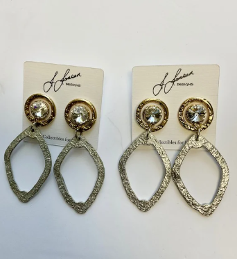 J. Jansen Designs #251 Earrings Clear Silver & Gold