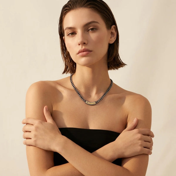 Tat2 Designs Vintage Silver Soleil ID Necklace
