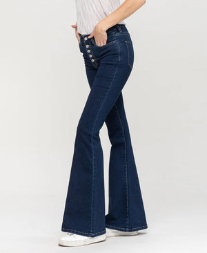 Vervet Escapade - High Rise Button Up Super Flare Jeans
