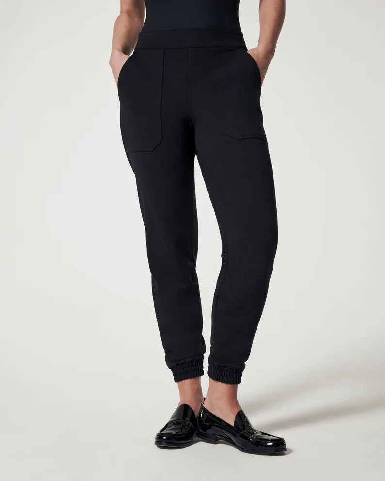 SPANX Women's Satin Solid Black Jogger Pants (as1, Alpha, l