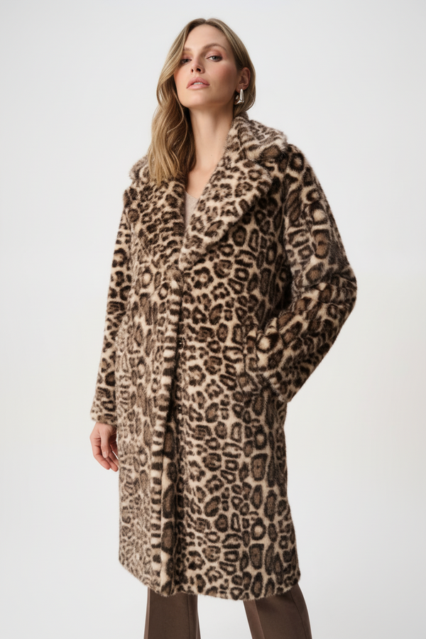 Joseph Ribkoff Leopard Print Faux-Fur Coat