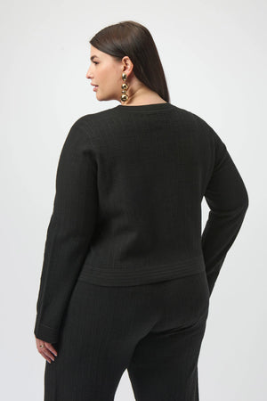 Joseph Ribkoff Sweater Knit Crew Neck Button-Front Jacket
