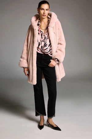 Joseph Ribkoff Recycled Satin Animal Print Draped Top