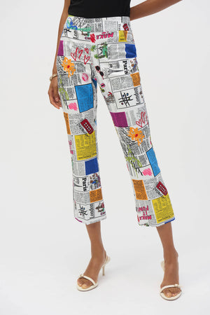 Joseph Ribkoff Millennium Word Print Flared Pants