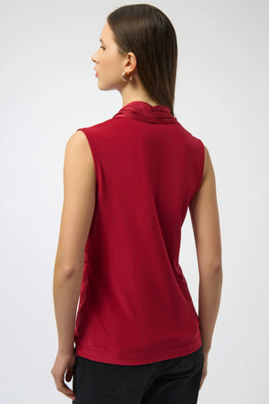 Joseph Ribkoff Recycled Satin & Silky Knit Sleeveless Wrap Top