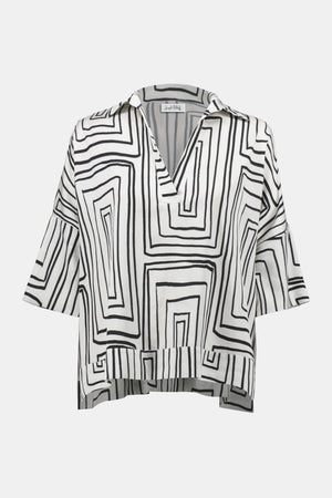 Joseph Ribkoff  Satin Geometric Print Boxy Top