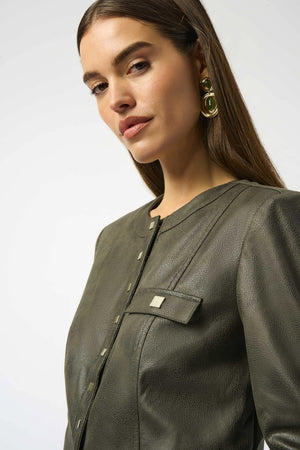 Joseph Ribkoff Foiled Faux Suede Fitted Jacket