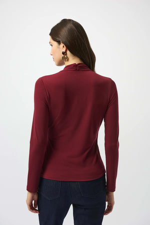 Joseph Ribkoff Moss Crepe Fitted Wrap Top