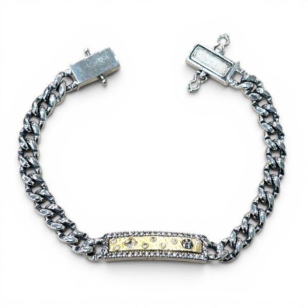 Tat2 Designs Vintage Silver Soleil ID Bracelet