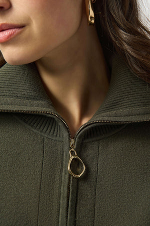 Joseph Ribkoff Sweater Knit Boxy Pullover With Zipped Collar