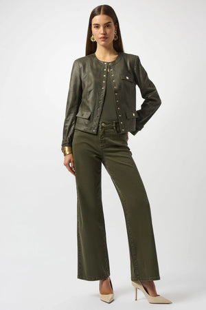 Joseph Ribkoff Foiled Faux Suede Fitted Jacket