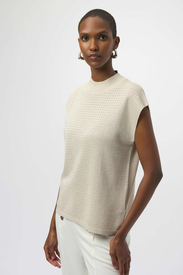 Joseph Ribkoff Sweater Knit Sleeveless Pullover With Iron-On Detail