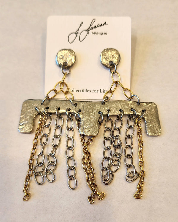 J. Jansen Gold Silver Artist Signed Earrings