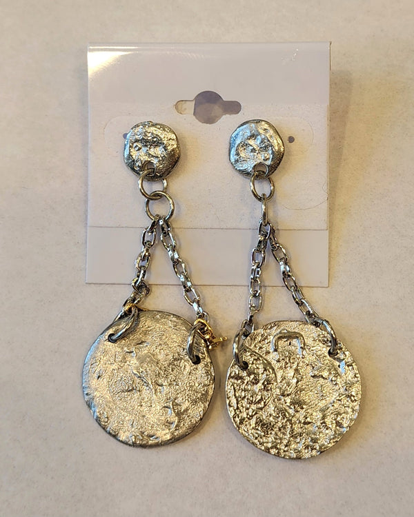 J. Jansen Designs Soleil Gold & Silver Coin Pendant Earrings