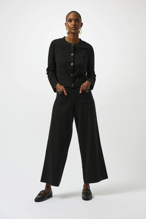 Joseph Ribkoff Sweater Knit Crew Neck Button-Front Jacket