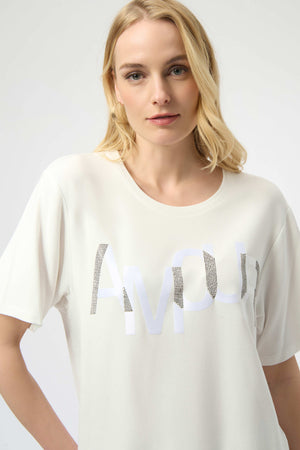 Joseph Ribkoff Amour Knit T-Shirt With Rhinestones Detail