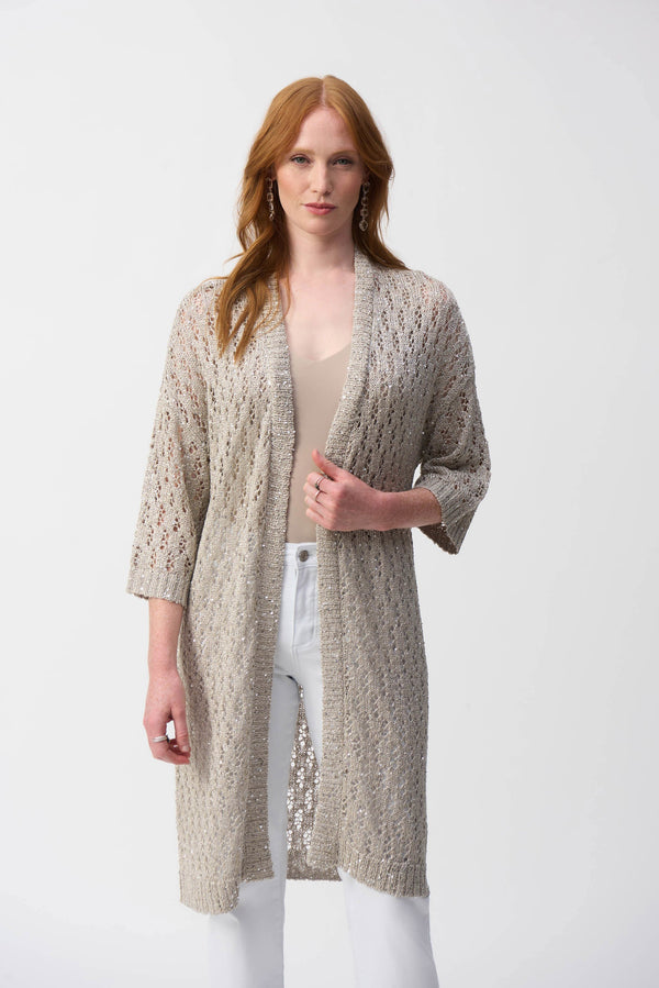 Joseph Ribkoff Pointelle Sweater Sequined Cover-Up