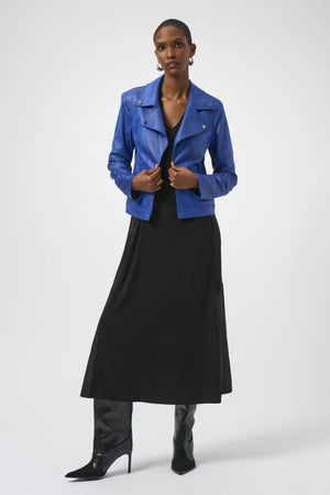 Joseph Ribkoff Foiled Faux Suede Fitted Jacket With Rhinestones