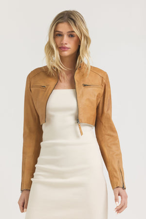Jakett NYC Cropped Vespa Patina Leather Jacket